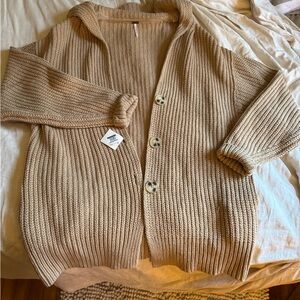Free People Swim Too Deep Cardigan small almond